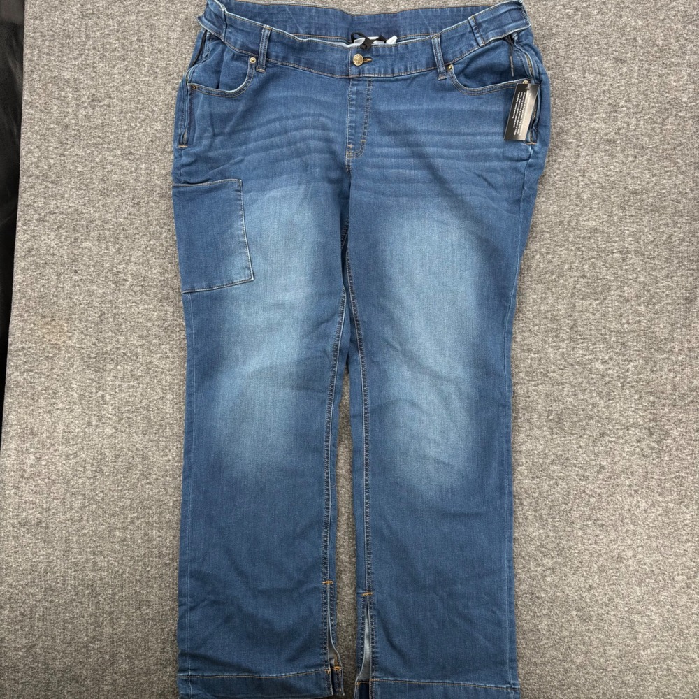 Denim & Co Adaptive Womens‎ 24W Straight Leg Jeans Side Zip Blue Medium Wash New